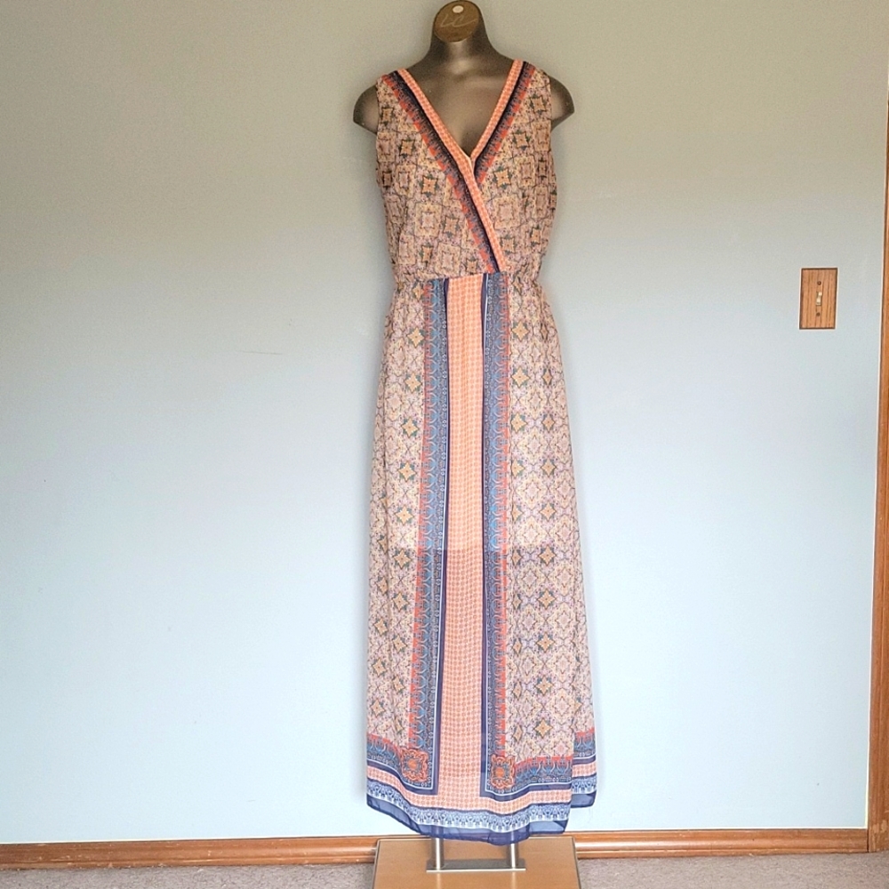 Anna cheery yellow and orange morrocan esque bohemian bright maxi dress